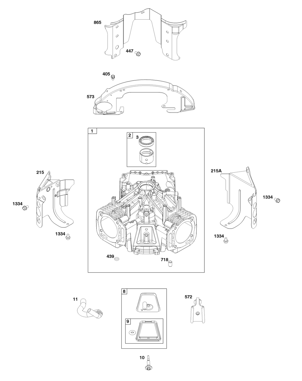 Cylinder Group Diagram and Parts List for 356777-0147-B5 200000 - 399999 Briggs and Stratton Engine